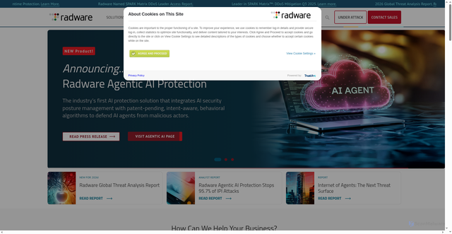 Security scan screenshot of https://radware.com