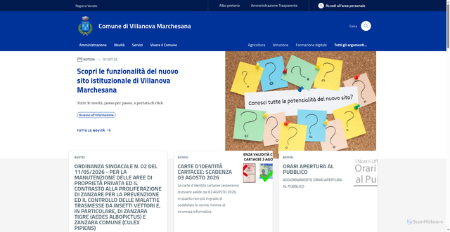 Security scan screenshot of https://www.comune.villanovamarchesana.ro.it