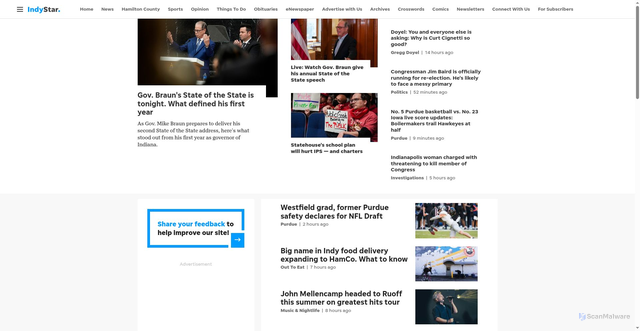 Security scan screenshot of https://www.indystar.com