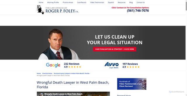 Security scan screenshot of https://www.rpfoley.com/wrongful-death.html