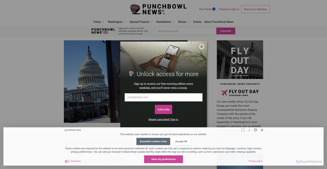 Security scan screenshot of https://punchbowl.news/article/washington/snap-crisis-looms/