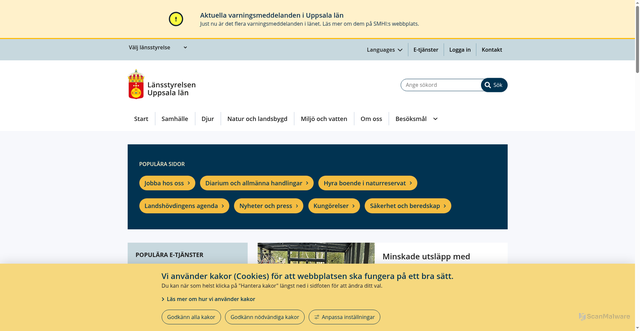 Security scan screenshot of https://www.lansstyrelsen.se/uppsala
