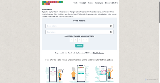 Security scan screenshot of https://www.snappywords.com/wordle