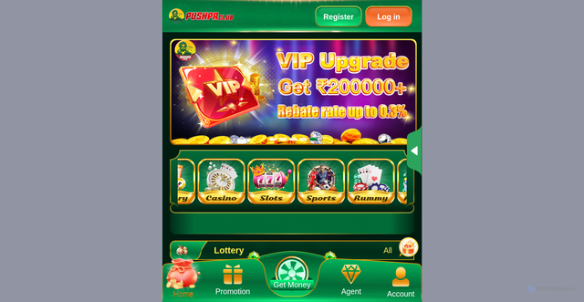 Security scan screenshot of http://pushpaclub8dev.cc/