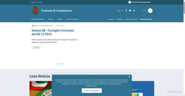Security scan screenshot of https://comune.casatenovo.lc.it/