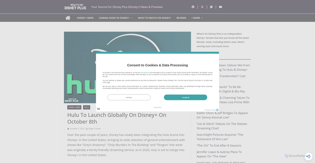 Security scan screenshot of https://whatsondisneyplus.com/hulu-to-launch-globally-on-disney-on-october-8th/