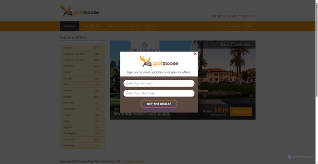 Security scan screenshot of https://golfmoose.com