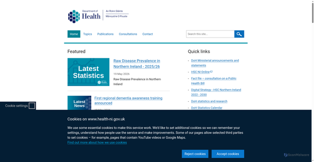 Security scan screenshot of http://www.dhsspsni.gov.uk
