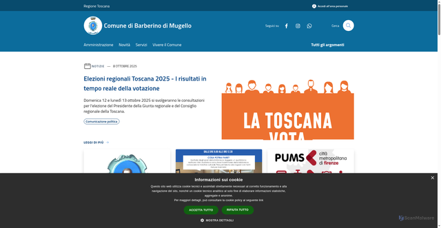 Security scan screenshot of https://www.comune.barberinodimugello.fi.it/it