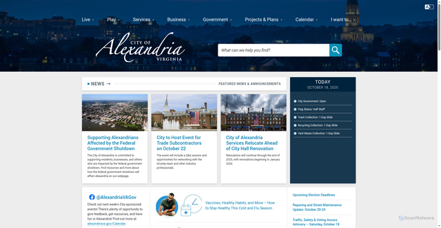Security scan screenshot of https://alexandriava.gov/