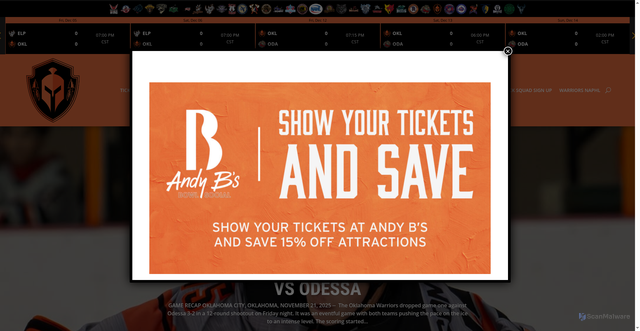 Security scan screenshot of https://www.okwarriors.com/