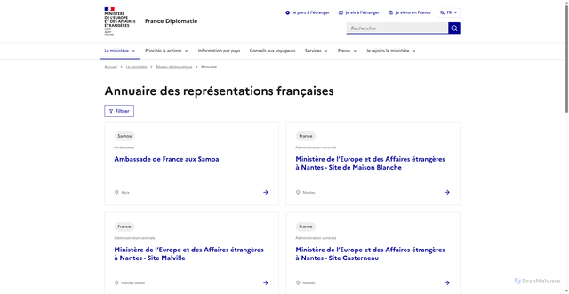 Security scan screenshot of https://consulfrance.org