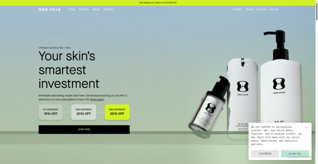 Security scan screenshot of https://oneskin.co