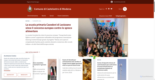 Security scan screenshot of https://www.comune.castelvetro-di-modena.mo.it/