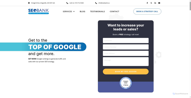 Security scan screenshot of https://staging.seobank.ca/