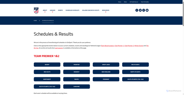 Security scan screenshot of https://www.thenationalleague.com/schedules-results/