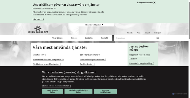 Security scan screenshot of https://www.kammarkollegiet.se/