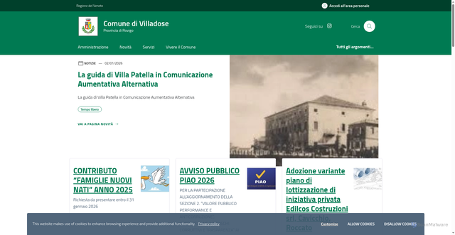 Security scan screenshot of https://www.comune.villadose.ro.it/home