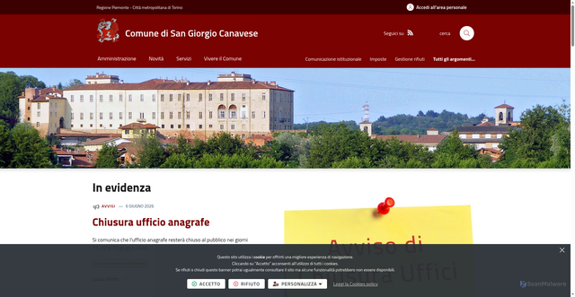 Security scan screenshot of https://www.comune.sangiorgiocanavese.to.it