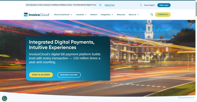 Security scan screenshot of https://www.invoicecloud.com