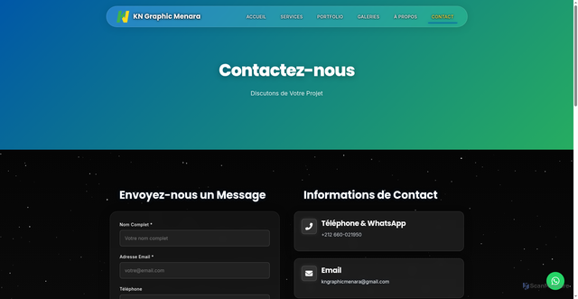 Security scan screenshot of https://kngraphicmenarasiteweb.pages.dev/contact.html