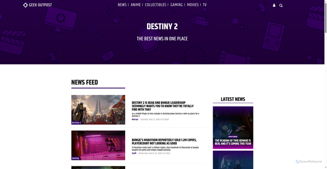 Security scan screenshot of https://geekoutpost.com/go/destiny-the-game/