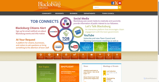 Security scan screenshot of https://www.blacksburg.gov/