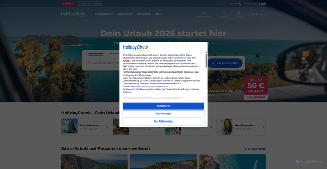 Security scan screenshot of https://holidaycheck.de