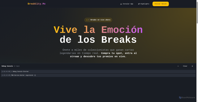 Security scan screenshot of https://breakcity.mx/