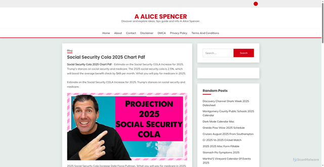 Security scan screenshot of https://aalicespencer.pages.dev/yqufq-social-security-cola-2025-chart-pdf-slyaa/
