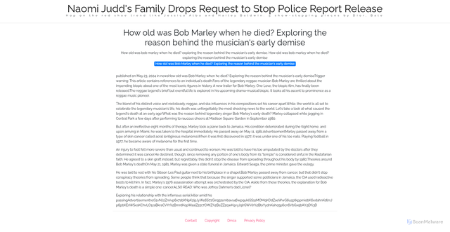 Security scan screenshot of https://djrhqjlsitus-4u97dvkdag.edgeone.app/21039-how-old-was-bob-marley-when-he-died-exploring-the-reason-behind-the-musicians-early-demise.html