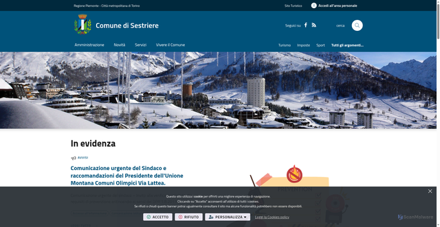 Security scan screenshot of https://www.comune.sestriere.to.it/it-it/home