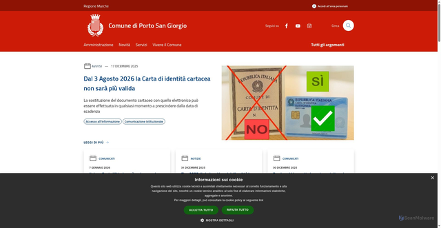 Security scan screenshot of https://www.comune.portosangiorgio.fm.it/it