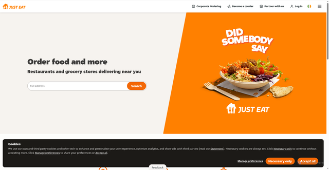 Security scan screenshot of https://just-eat.ie