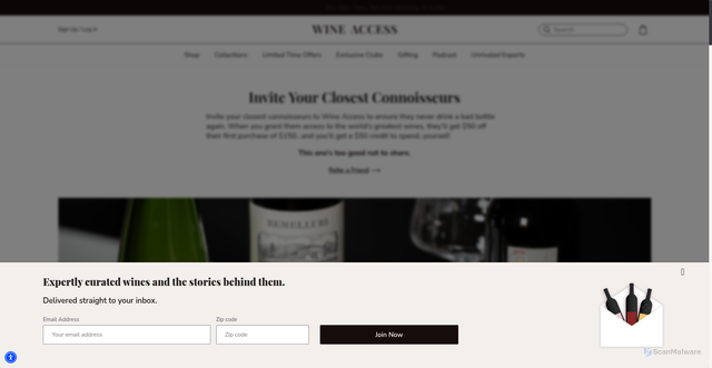 Security scan screenshot of https://www.wineaccess.com/?srsltid=AfmBOooReq1rDs201ycaMx3n12gWesYK-37eXZbBzyfemRnrPJc1tHTB