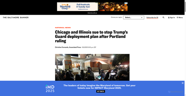 Security scan screenshot of https://www.thebaltimorebanner.com/national/donald-trump-national-guard-chicago-MVOYXZKZ2VDBVPKSSONY2DDHUA/