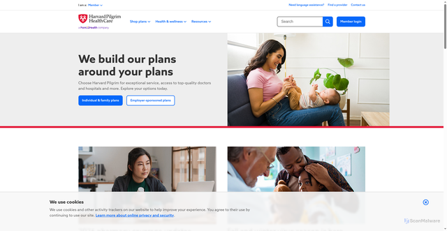 Security scan screenshot of https://www.harvardpilgrim.org/