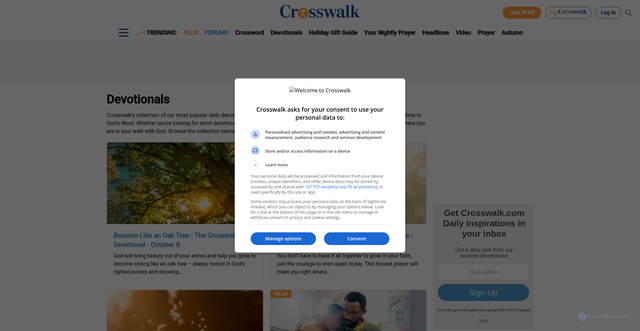 Security scan screenshot of https://www.crosswalk.com/devotionals/