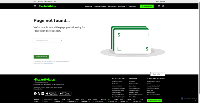 Security scan screenshot of https://feeds.marketwatch.com