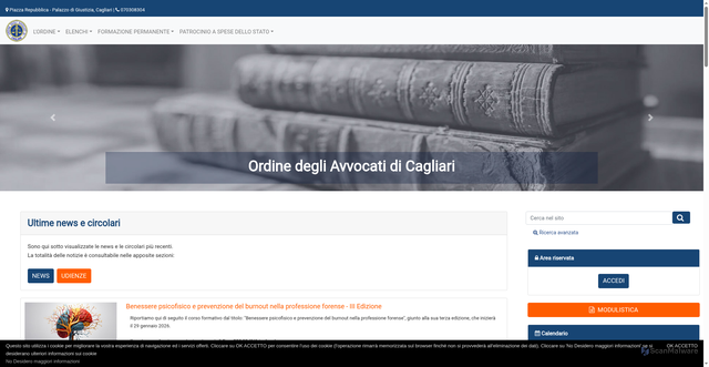 Security scan screenshot of https://www.ordineavvocaticagliari.it/