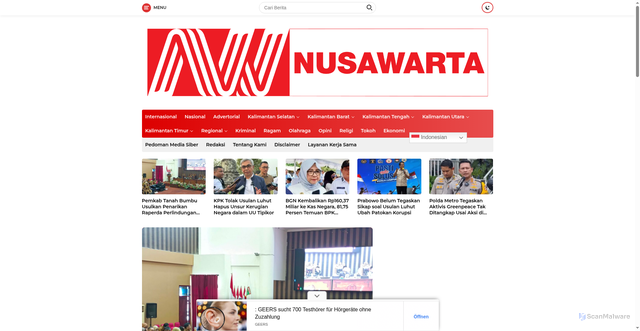 Security scan screenshot of https://nusawarta.id