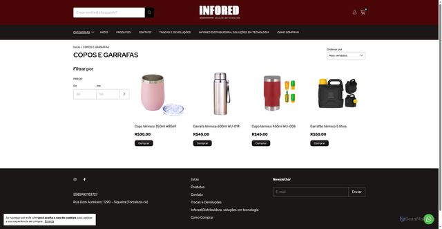 Security scan screenshot of https://inforedinformatica.com.br/copos-e-garrafas/