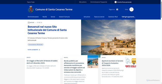 Security scan screenshot of https://www.comune.santacesareaterme.le.it/