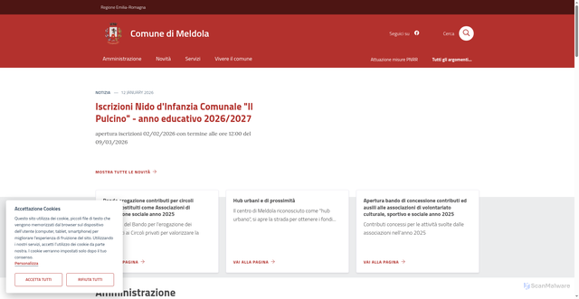 Security scan screenshot of https://www.comune.meldola.fc.it/