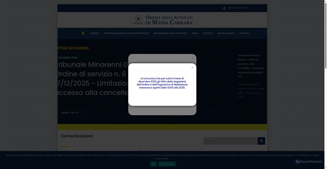 Security scan screenshot of https://www.ordineavvocatims.it/