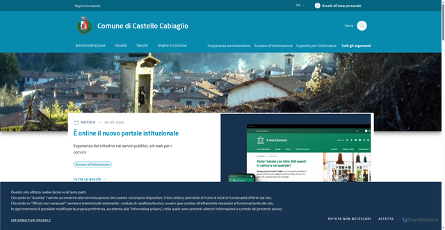 Security scan screenshot of https://www.comune.castellocabiaglio.va.it/