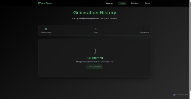 Security scan screenshot of https://esaintwp.store/history/