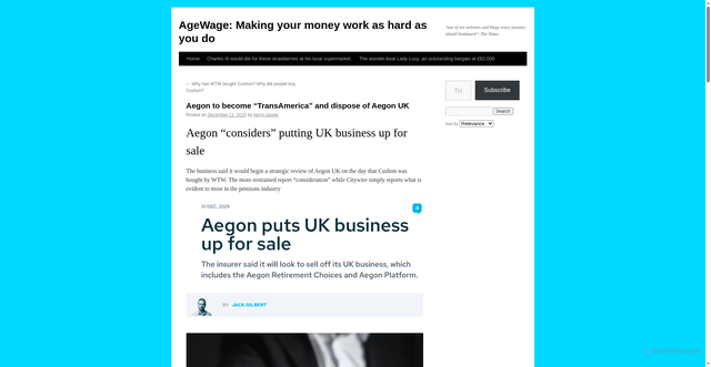 Security scan screenshot of https://henrytapper.com/2025/12/11/aegon-to-become-transamerica-and-dispose-of-aegon-uk/