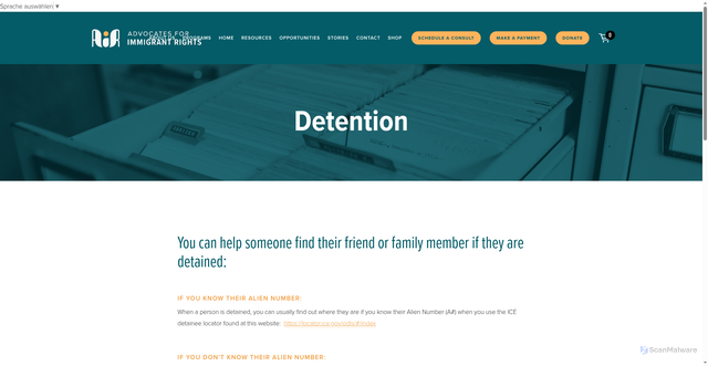 Security scan screenshot of https://www.airlegal.org/detention