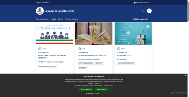 Security scan screenshot of https://www.comune.castelbelforte.mn.it/it